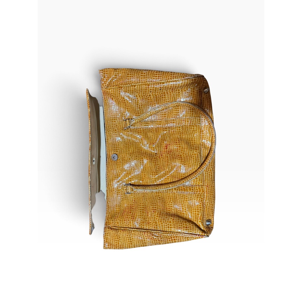 BCBG Max Azria Yellow Croc Embossed Leather Tote Bag Large Vintage Y2K Mob Wife - Picture 9 of 10